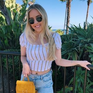 White, Blue, and Yellow Top